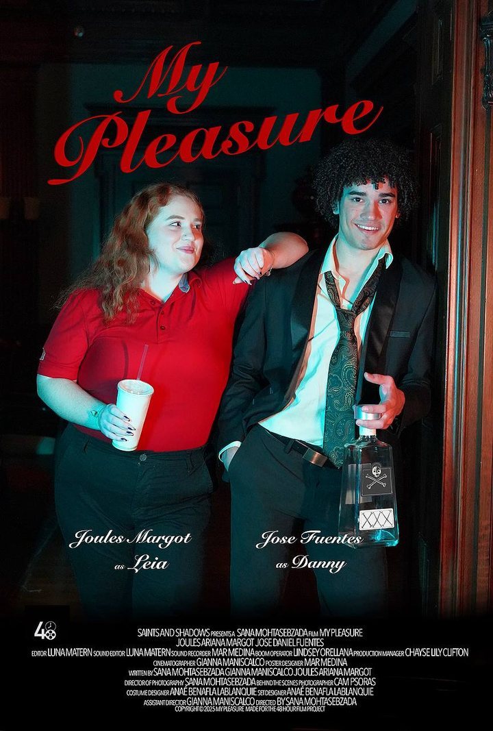 Poster for the short film My Pleasure, directed by Sana Mohtasebzada